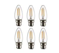 TEKLED® Lampadine LED vintage a filamento dimmerabile C35, attacco a baionetta B22, a risparmio energetico, equivalente a 40 W, trasparente, 2700 K, 470 lm, confezione da 6, bianco caldo (dimmerabile