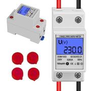 Teklemon Contatore Energia Elettrica, Misuratore Consumo Elettrico Digitale, Contatore Elettrico Monofase con schermo LCD 5(80) A 230V, 2 Poli 2 Pin DIN, Contatore di Corrente Alternata su Guida DIN