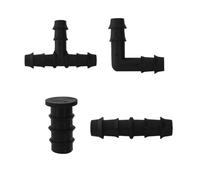 TEKLiNe Kit 200 Raccordi per Tubo Ala Gocciolante 16mm, Gomiti Tee Raccordi Tappi Professionali Irrigazione Orto e Giardino Compatibili con Ali da 16 mm