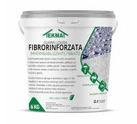 TEKMAT-Guaina liquida grigia fibrorinforzata impermeabilizzante 6 Kg monocomponente elastica per tetti terrazze balconi muri e coperture esterne resistente ai raggi UV(6 KG, GRIGIO)