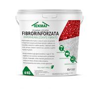 TEKMAT-Guaina rossa fibrorinforzata impermeabilizzante liquida monocomponente 6 Kg elastica pronta all’uso per tetti terrazze balconi grondaie superfici murarie resistente UV(6 KG, ROSSO)
