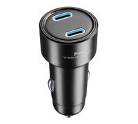 Teknoll - Caricabatterie Rapido 65W -2 Porte: 1xUSB-C 20W PD + 1xUSB-C 45W PD - LED Attivo - Ricarica Sicura in Auto - Adatto a Tutti Gli Smartphone - Nero