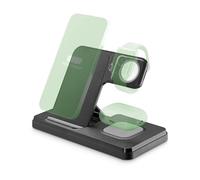 Teknoll - Wireless Charging Station - 15W per wireless smartphone - 5W per bluetooth audio - Slot cavo originale Apple Watch - Cavo USB-A to USB-C incluso - Ricarica simultanea - Nero