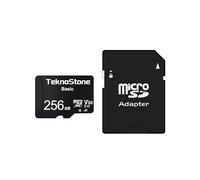 TeknoStone Scheda di memoria Micro SDXC Basic da 256 GB con adattatore fino a 90 MB/s velocità di lettura U1 V30 A1, supporto video HD per dashcam, telecamere di sicurezza, tablet, telefoni