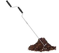 Teksome Aeratore per compost, Gira compost - Strumento di miscelazione per aerazione del Manuale in acciaio inossidabile,Scioglitore del terreno antiruggine per prati, robusto composto