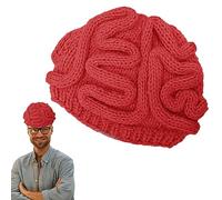 Teksome Berretto con cervello lavorato a maglia | Berretto di Halloween lavorato a maglia | Cappellino elasticizzato con design unico del cervello, cappello caldo per regali di compleanno di oggetti