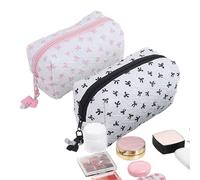 Teksome Borsa Per Cosmetici Con Bow 2 Pezzi Grande,Necessaire per Trucco Donna - Cerniera Liscia Organizzatori Per Borse Sacchetto Estetico Per Donne Ragazze E Bambini Bellezza Viaggio Scuola