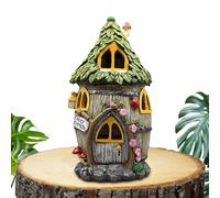 Teksome Casa delle fate da giardino a luce solare, statua solare da esterno, statua da esterno per cortile, prato, giardino, decorazioni per cottage, ornamenti per prato per patio