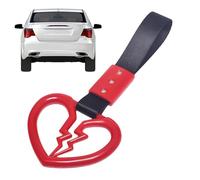 Teksome Cinghie per maniglie a forma di cuore, cinghie per maniglie a cuore spezzato per auto | Anello di avvertimento paraurti posteriore per auto | Cinghia da polso con maniglia per auto a cuore,