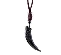 Teksome Collana in di ossidiana, con ciondolo in ossidiana nera curativa con cordoncino, gioielli con pietre preziose naturali per la guarigione dei chakra della rabdomanzia, Refer to