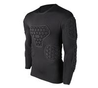 Teksome Maglia a compressione imbottita da calcio, maglia da portiere, nera, a maniche lunghe, per calcio, basket, paintball, parkour, M