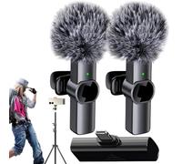 Teksome Microfoni Lavalier wireless,Microfono wireless,Microfono da bavero con chip di riduzione del rumore | Microfono portatile a ritardo ultrabasso per podcast, registrazione video, streaming live