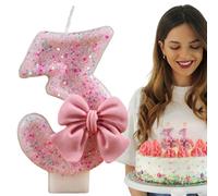 Teksome Numeri di candeline di compleanno, Candeline di compleanno per torta | Candela scintillante con decorazioni a fiocco | Forniture per feste Topper per torta di compleanno, decorazioni per feste