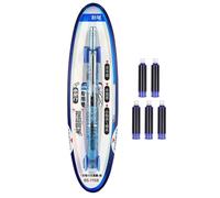 Teksome Penna Stilografica Ricaricabile,Stilografica A Pressione Con 5 Sacchetti Di Inchiostro - Puntina Fine 0.38mm Per Scuola Scrittura Calligrafia Disegno Scrivere