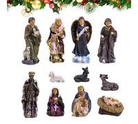 Teksome Statua della Natività di Cristo - Set di presepi in Resina da 11 Pezzi per Natale al Coperto,Natività di Natale Durevole, Decorazione Religiosa di Gesù per Desktop, casa, Decorazioni