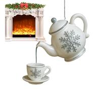 Teksome Teiera Ornamenti per albero di Natale | Ornamenti per albero di Natale in acrilico 2D - Forniture per feste Pendente per decorazioni per le vacanze, mensola soggiorno, auto, camera da