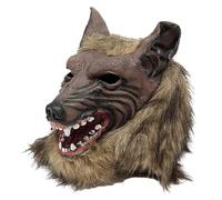 Teksome Testa di animale di lupo | Copricapo da lupo mannaro per Halloween, copricapo da lupo mannaro, decorazione spaventosa per feste, simulazione di animali con artigli di lupo per feste