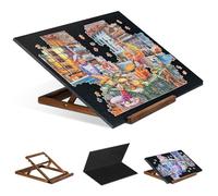 Tektalk Puzzle pieghevole con 3 supporti regolabili ad angolo, leggero e portatile, plateau con cavalletto in legno, tavolo da puzzle in feltro pieghevole, per fino a 1000 pezzi, colore nero