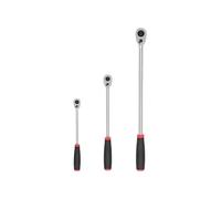 TEKTON 1/4, 3/8, 1/2 Inch Drive Quick-Release Comfort Grip Long Ratchet Set, 3-Piece (9, 12, 18 in.) | SRH99124