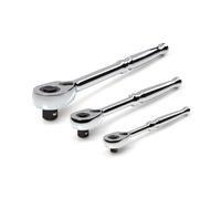 TEKTON 1/4, 3/8, 1/2 Inch Drive Quick-Release Ratchet Set (3-Piece) | SRH91100
