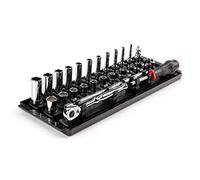 TEKTON 1/4 Inch Drive 12-Point Socket and Ratchet Set with Rails, 29-Piece (5/32-9/16 in.) | SKT03102