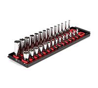 TEKTON 1/4 Inch Drive 6-Point Socket Set with Rails, 28-Piece (4-15 mm) | SHD90211