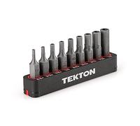 TEKTON 1/4 inch Hex Security Bit Set with Rail, 9-Piece (5/64-1/4 in.) | DZX93003