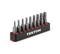 TEKTON 1/4 inch Star Security Bit Set with Rail, 9-Piece (T7-T30) | DZT93002