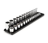 TEKTON 3/8 Inch Drive 12-Point Socket Set with Rails, 30-Piece (1/4-1 in.) | SHD91210