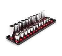 TEKTON 3/8 Inch Drive 6-Point Socket Set with Rails, 24-Piece (8-19 mm) | SHD91215