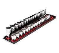 TEKTON 3/8 Inch Drive 6-Point Socket Set with Rails and Tray, 38-Piece (6-24 mm) | SHD91211