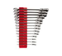 TEKTON Flex Head 12-Point Ratcheting Combination Wrench Set with Modular Slotted Organizer, 14-Piece (6-19 mm) | WRC95302