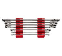 TEKTON Long Flex Head 12-Point Ratcheting Box End Wrench Set with Modular Slotted Organizer, 7-Piece (6-19 mm) | WRB96301