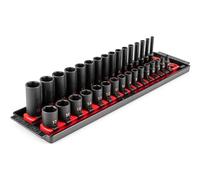 TEKTON Set di chiavi a bussola a 6 punte da 1/4" con guide e vassoio, 32 pezzi (4-17 mm) | SID90201