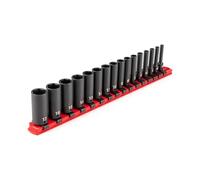 TEKTON Set di chiavi a bussola a percussione a 6 punte da 1/4" con binario, 16 pezzi (4-17 mm) | SID90103