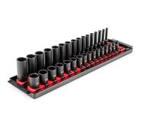 TEKTON Set di chiavi a bussola a percussione da 1/4" a 12 punte con guide e vassoio, 32 pezzi (4-17 mm) | SID90204