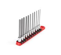 TEKTON Set di chiavi a bussola esagonali lunghe da 1/4" con binario, 11 pezzi (2-8 mm) | SHB90107