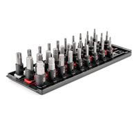 TEKTON Set di chiavi a bussola esagonali/Torx da 3/8", con binari, 32 pezzi (5/32-9/16", 4-14 mm, T20-T60) | SIB91202
