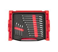 TEKTON Set di chiavi combinate a cricchetto reversibili a 12 punti con cassetto superiore aperto e rack, 14 pezzi (6-19 mm) | OLB94204