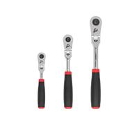 TEKTON Set di cricchetto con impugnatura comfort a sgancio rapido con testa flessione da 1/4, 3/8, 1/2 pollici (3 pezzi) | SRH99120