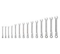 TEKTON WRC95002 - Set di chiavi combinate a cricchetto con testa flessibile, 14 pezzi (6-19 mm)