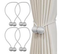 Tel Charme * Fermatenda magnetici per tende 4 pezzi, fermatenda per tende nero, porta tende con magneti, fermatenda per mollette per tende, per tende casa, ufficio, decorazione (grigio)