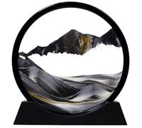 Tel Charme * Sabbia mobile - 3D Quicksand Pittura Decor - Vetro rotondo 3D Deep Sea Sandscape - rilassante decorazione per la casa giocattolo da scrivania per la casa (7 pollici - Nero)