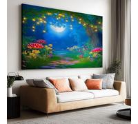 Tela artistica da parete 3D con paesaggio forestale lucciola poster stampa su tela per soggiorno immagini artistiche da parete decorazione per la casa 160 x 80 cm (63 "x 32") senza cornice