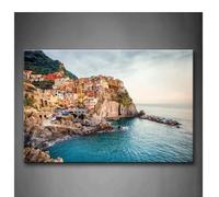 Tela Artistica da Parete Cinque Terre Mare Mediterraneo Arte murale Pittura Tela Stampa Quadri Decorativi Moderni Arredamento casa- 50x70cm Senza Cornice