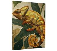 Tela artistica da parete con camaleonti geometrici, decorazione con animali gialli e marroni, arte contemporanea per soggiorno, camera da letto, ufficio, estetica della giungla, 30,5 x 40,6 cm