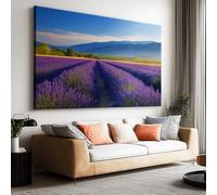 Tela artistica da parete con campo di lavanda pastorale, 150 x 100 cm, decorazione poster stampe per soggiorno cameretta dei bambini tele da parete per decorazione artistica