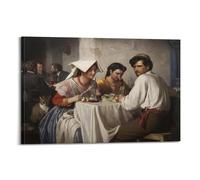 Tela artistica da parete con Carl in un'osteria romana, per soggiorno e camera da letto, 50 x 75 cm