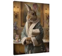 Tela artistica da parete con coniglietto pasquale, decorazione astratta primaverile per bagno, casa, soggiorno, camera da letto, spa, tela avvolta 20 x 25 cm