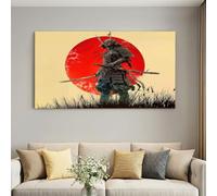 Tela artistica da parete con cornice - Warrior with SwordPainting per decorazione camera da letto, anime giapponesi, tela da parete per soggiorno, corridoio o ufficio, con cornice premontata e ganci